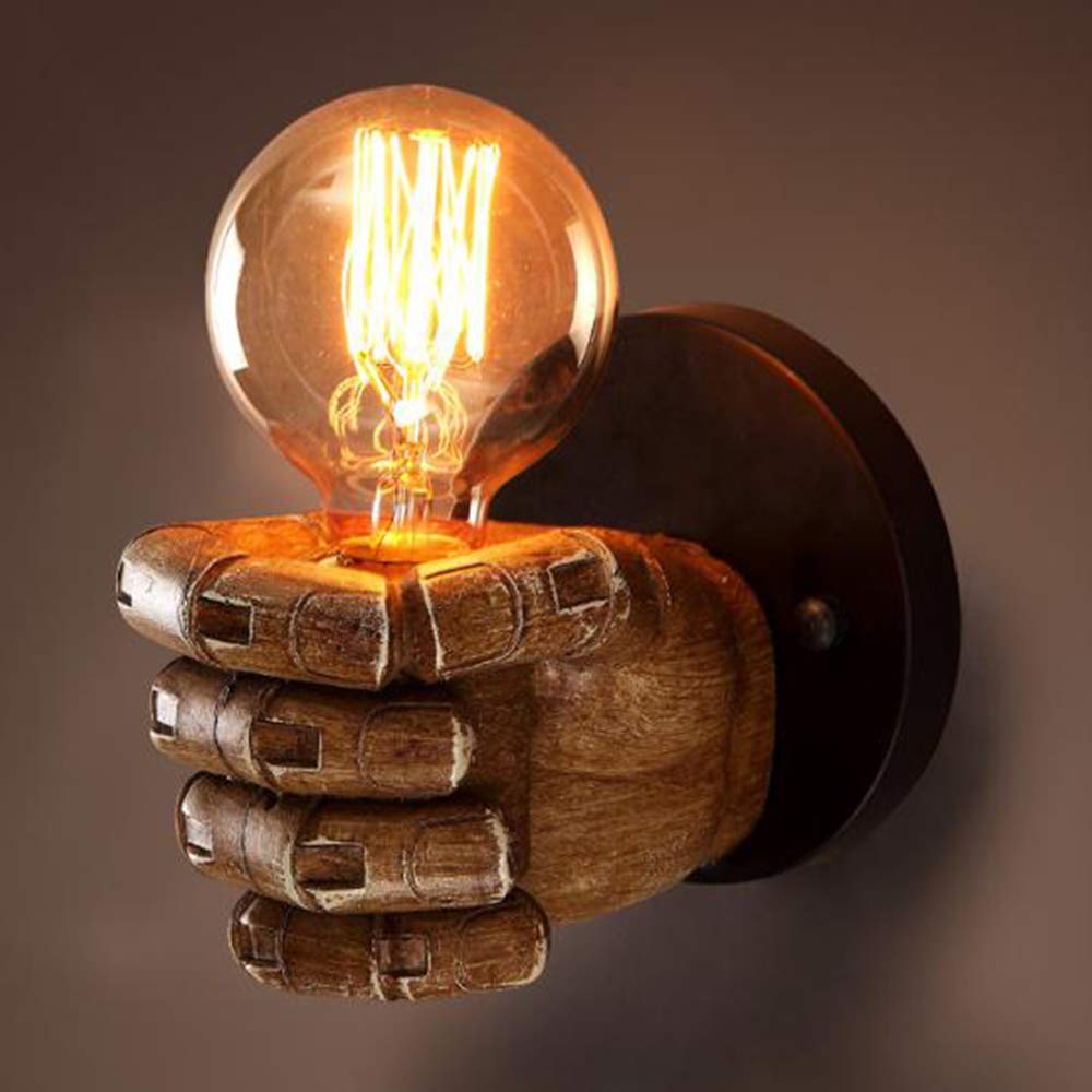 Fumimid Metal, Resin Antique Wall Lamp Retro Fist Hand Hold Light Vintage Industrial Resin Wall Lamp Bedroom Restaurant Kitchen Corridor Bar Cafe Country House Staircase Walkway Hallway Indoor Outdoor Lights,Right Hand