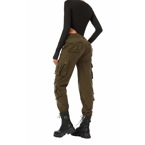 Women's Cotton Casual Military Army Cargo Combat Work Pants with 8 Pocket - 10 - Brown
