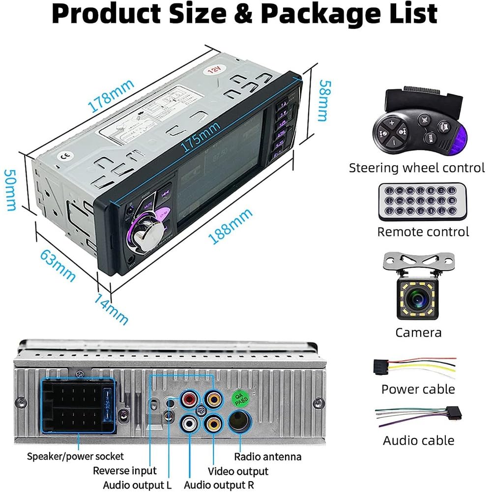 Radio samochodowe 1 Din Stereo odtwarzacz MP5 Bluetooth FM USB Autoradio 4022D z kamerą 12 świateł