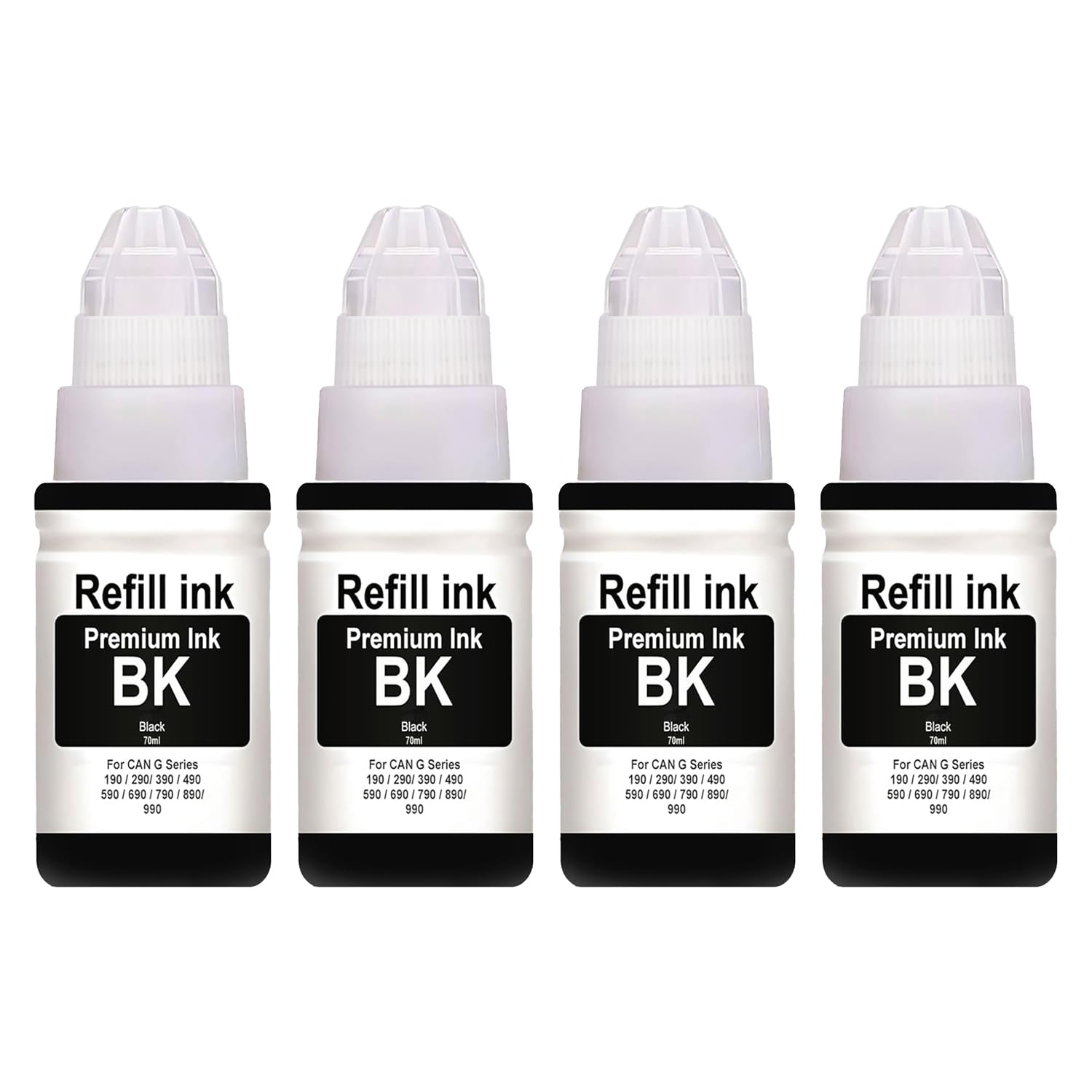 Hynear GI 790 Ink Refill Compatible for Canon PIXMA G1000, G1010, G1100, G2000, G2002, G2010, G2012, G2100, G3000, G3010, G3012, G3100 Printers Ink (70ml X Black 4)