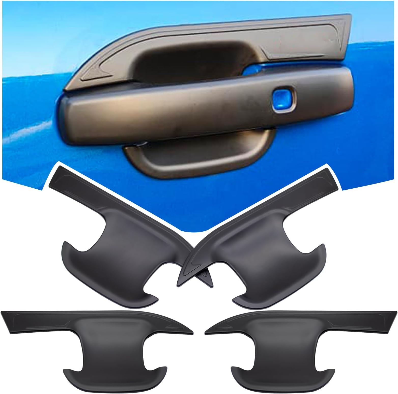 Door Handle Bowl Cover Set for Ford Ranger 2023-2025 Wildtrak Raptor Platinum XLT XL Tremor T9 Accessories Side Door Insert Protector Trim Matte Black ABS 4PCS