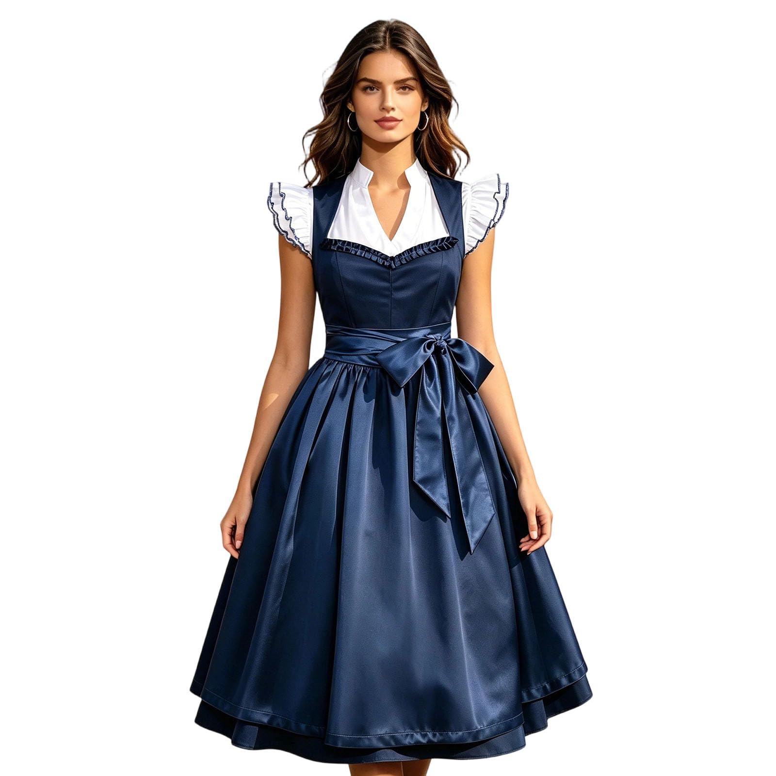 Dirndl Damen Trachtenkleid Dirndlkleid midi Tracht Lang Trachten Kleid für Oktoberfest Dirndelkleider Damen Mit Bluse
