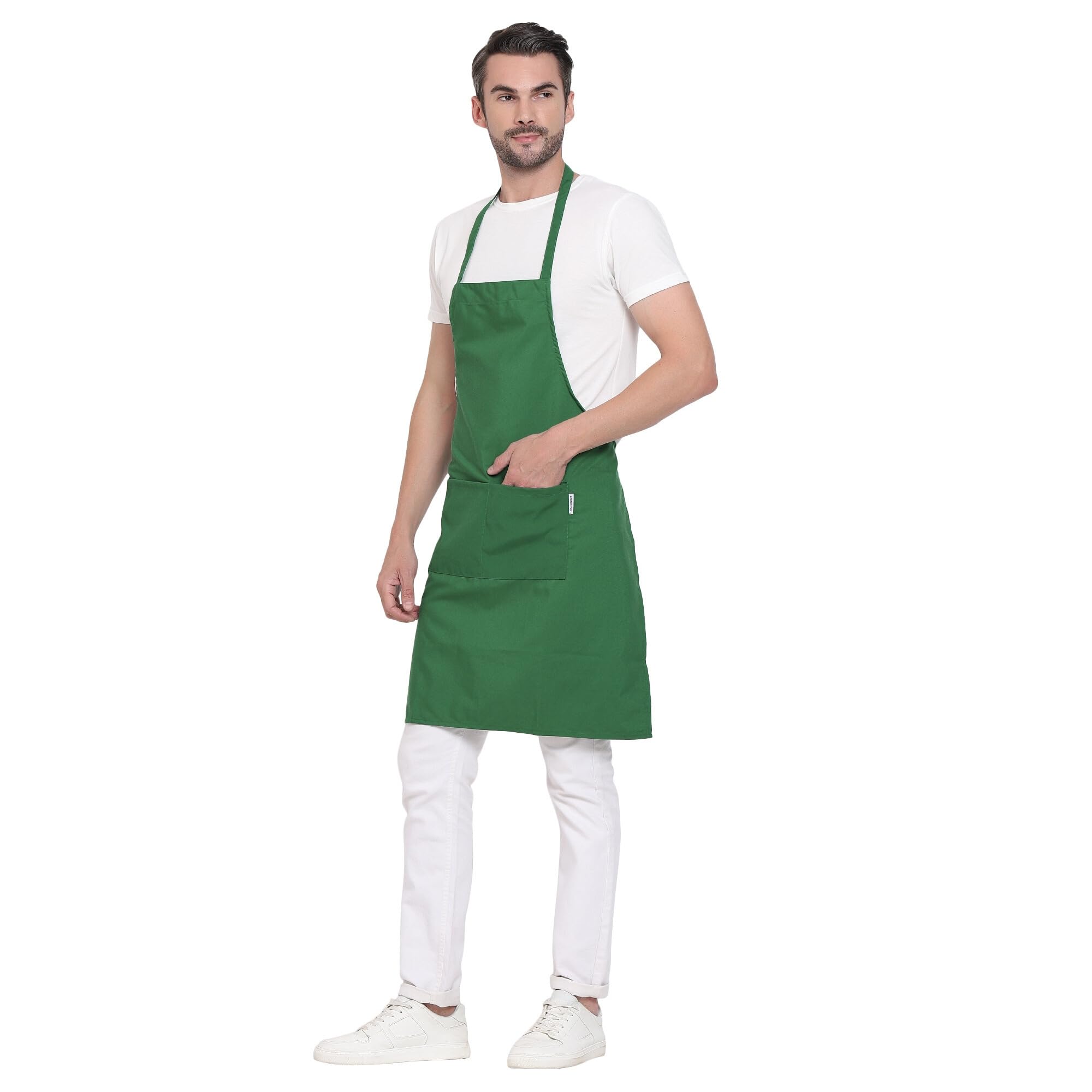 uniformer Paquete de 12 delantales unisex para cocina para hombres y mujeres, perfectos para la cocina del hogar, restaurante, cafetería, cocina, bar, salón, barbería (verde, 12 piezas)