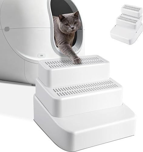 Bartuke Rampa de Arena Ajustable de 3 Niveles para Gatos con función de Filtro, 