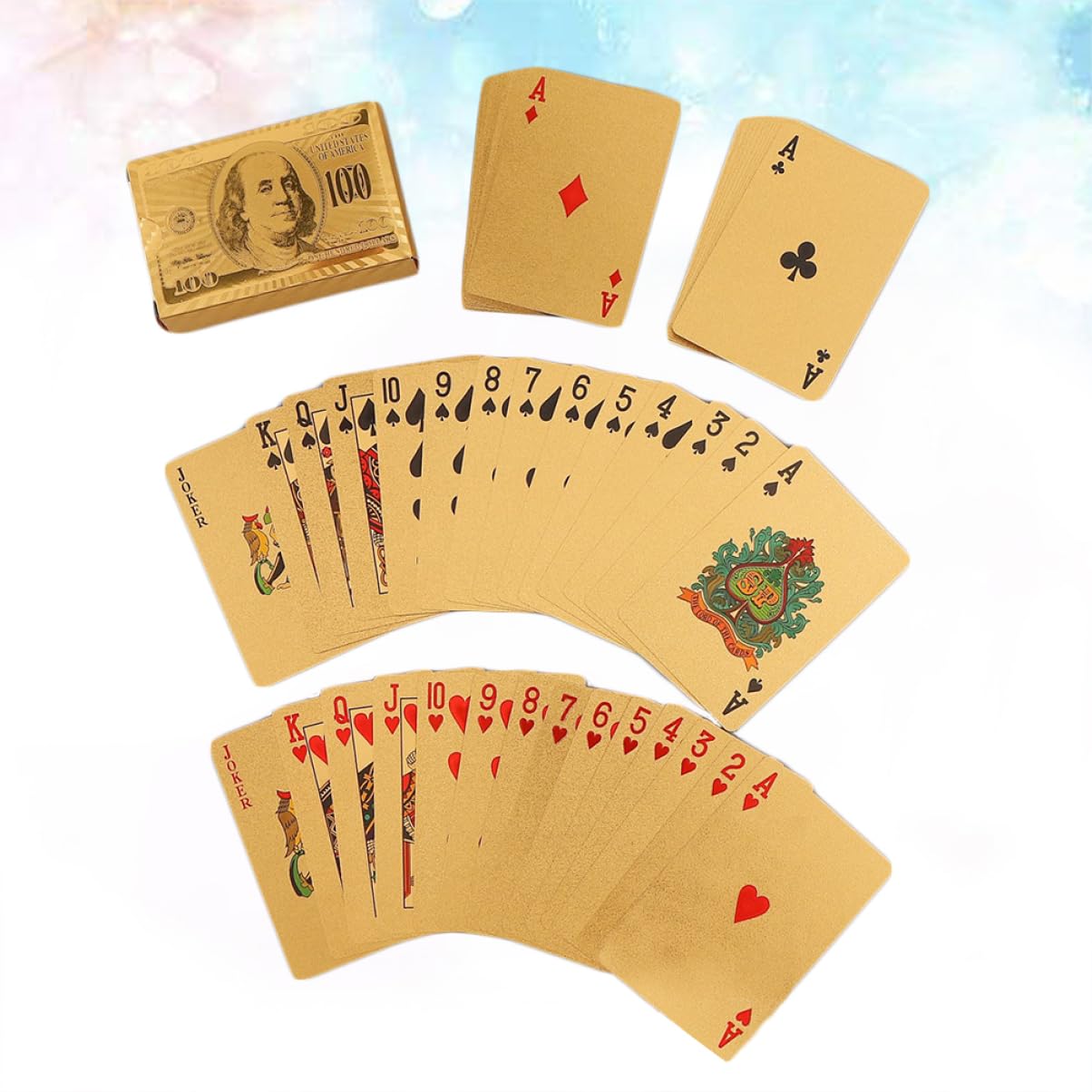 BESTonZON 3 Set Di Carte Da Gioco Impermeabili Carte Da Gioco D'Oro Carte Da Gioco Lucide Poker Gioco Di Intrattenimento Carte Trucco Gioco Di Partito Tally Carte Da Gioco Mazzo