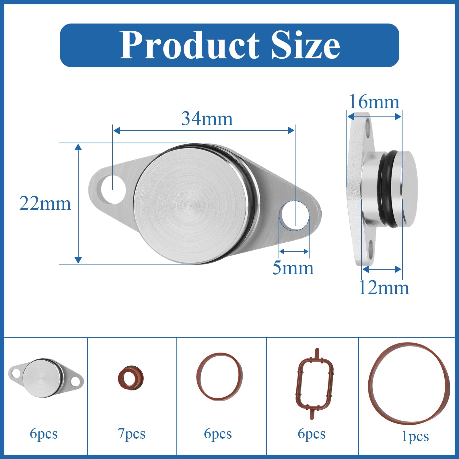 EFUTURETIME 6 Set di Guarnizione del Collettore di Aspirazione 22mm, Swirl Flap di Riparazione per E87 E46 E90 E91 E92 E93 E39 E60 E83 E53