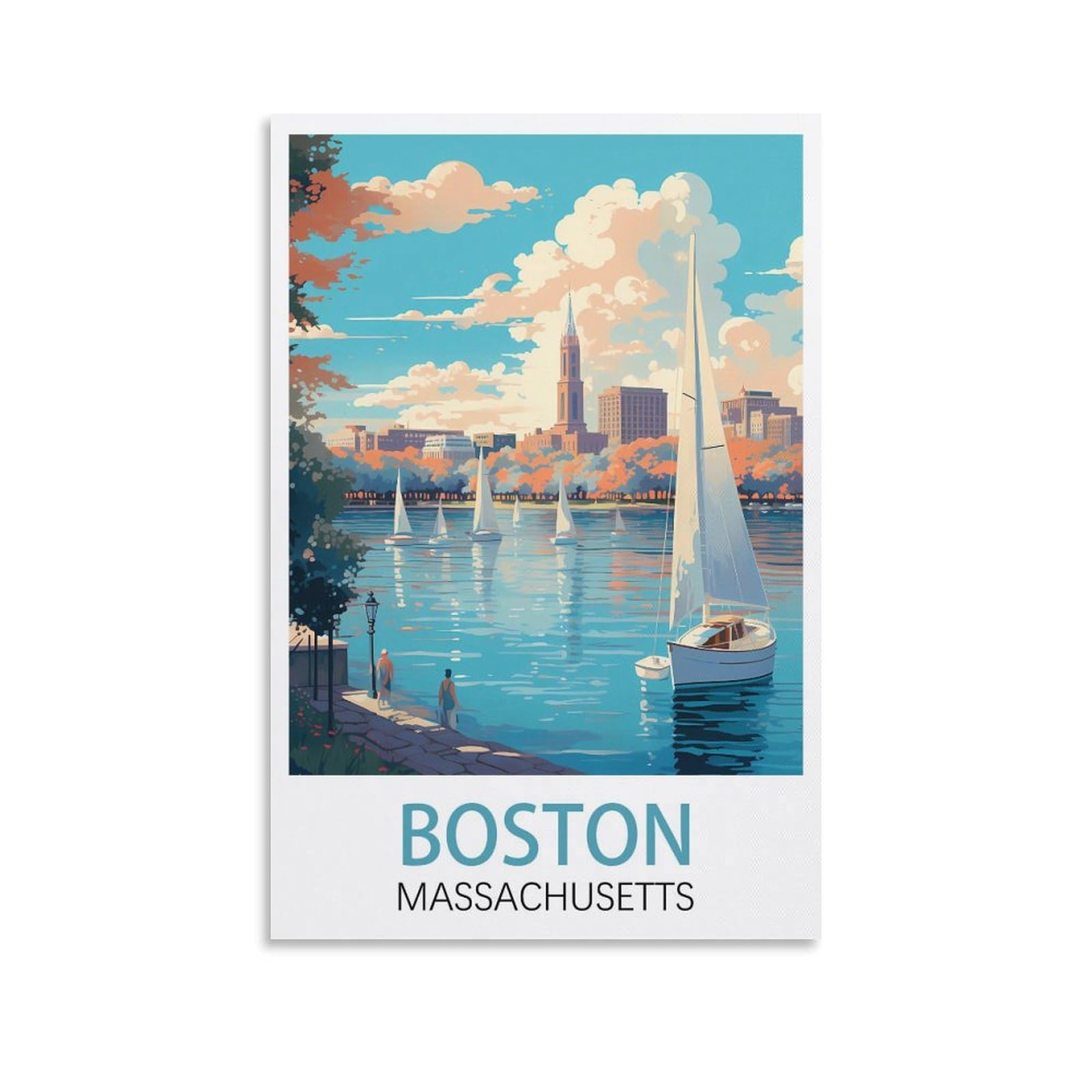 EZMLFA DIY 5D Diamond Painting Kits for Adults,Boston Massachusetts Crystal Rhinestones Art Craft for Beginners DIY Home Wall Decor Gift 30x40cm