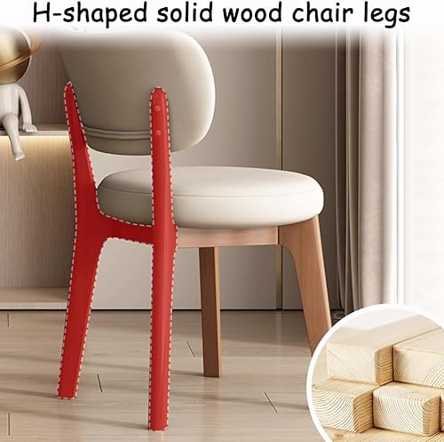 Miniatura 4 de YVYKFZD Juego de sillas de comedor, sillas de cocina sin brazos de madera, silla de comedor con respaldo curvo, silla tapizada de cuero para sala de