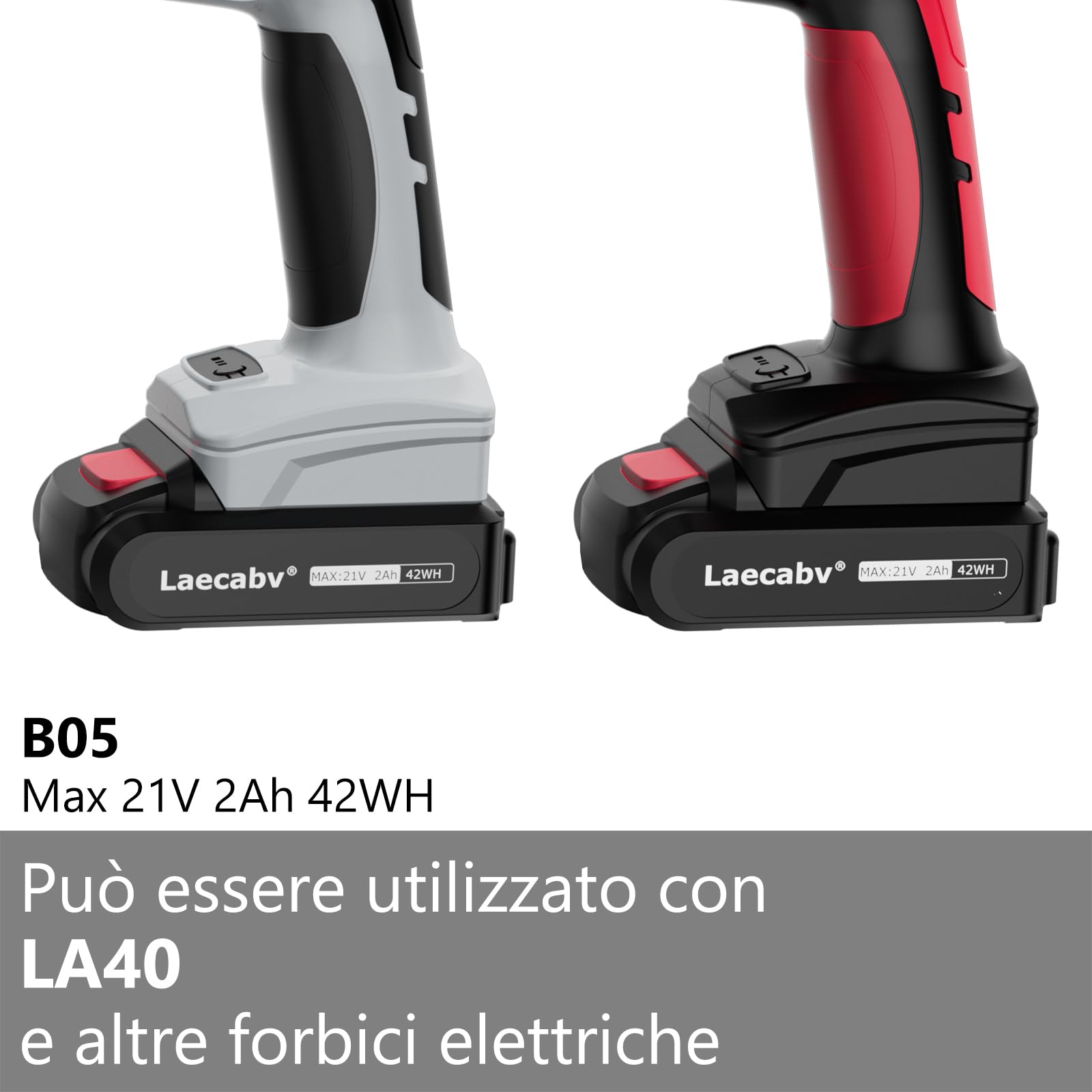 Laecabv Batteria per Forbici Potatura Elettriche, B05 1Pcs Batteria ricaricabile agli ioni di litio 21V/2Ah 42Wh