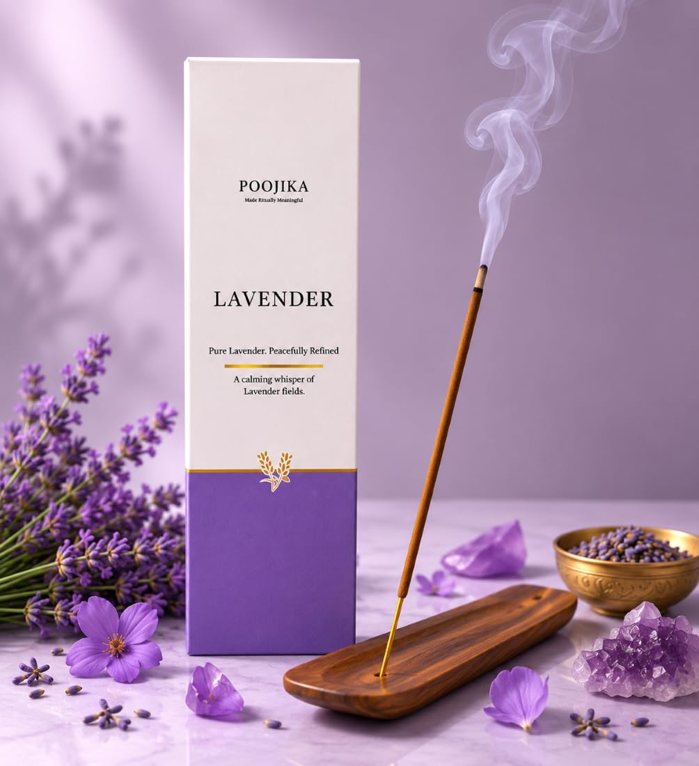 Lavender Premium Incense Sticks Natural Floral Agarbatti 40 Sticks | Charcol Free, Hand Made-picture-21