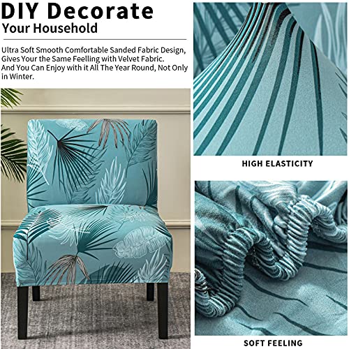 Image of Eco-Ancheng Armless Chair Slipcover Removable Armless Accent Chairs Covers Washable Armless Slipper Chair Slipcover Printed Armless Chair Furniture Protector Covers for Living Dining Room Hotel