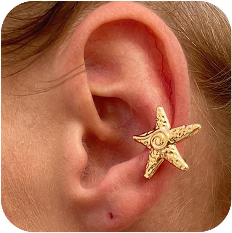 Starfish Ear Cuff Earrings for Women Non Piercing Shell Clip on Earrings Beach Jewelry Halloween Costume Dresses Accessories 2025