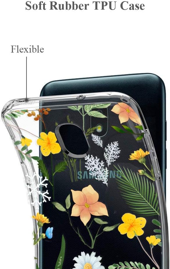 Unov Case Clear with Design for Galaxy J7 2018 Slim Protective Soft TPU Bumper Embossed Pattern for Galaxy J7 Crown J7 Refine J7 Star J7 V J7V 2nd J7 Aero J737V (Seasons Flowers)