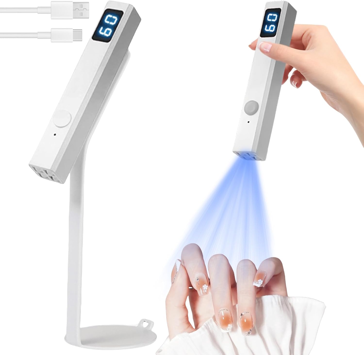 Mini UV Lamp for Nails, UV Lamp for Nails with Stand, Rechargeable Mini LED Nail Lamp, Portable UV Nail Lamp, 3W UV LED Gel Nails, Small LED Nail Polish, Dryer Device for Beginners