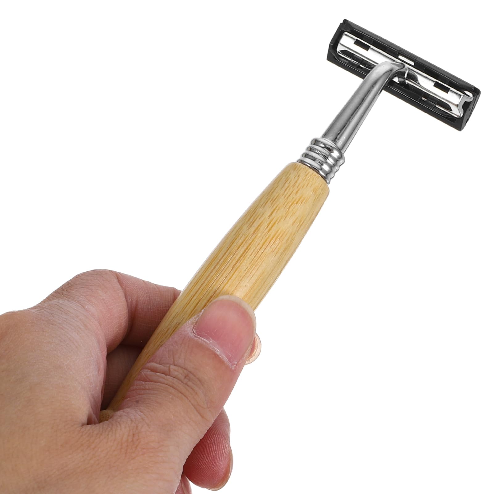 FRCOLOR 10 Sätze Rasiermesser Aus Edelstahl Razor Rasiere Rasierhobel Handhaben Schnurrbart Trimmer Haarschneider Rasiermesser Mit Bambusgriff Griff Ist Aus Aluminium 4 Stück * 10