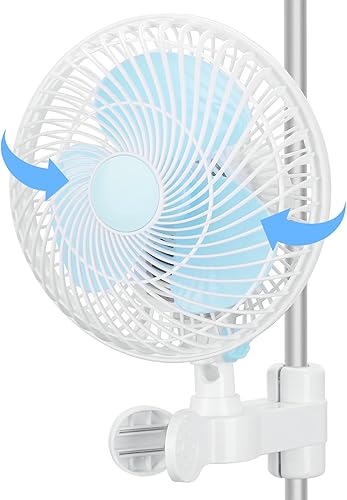 Fanspex Ventilador de tienda de campaña de cultivo de 6 pulgadas con clip oscilante para hidropónico, montaje de poste de 0.59 a 1 pulgada con cable