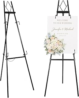53.9" Black Easel Stand for Sign, Heavy Duty Metal Display Easel with Storage Bag,