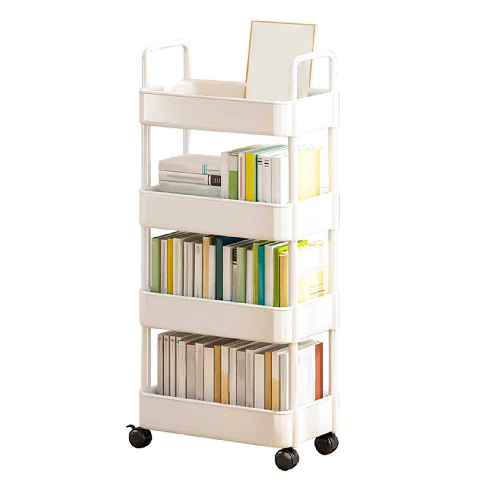Carrello portaoggetti con ruote, organizer a 3/4 ripiani, con manico e