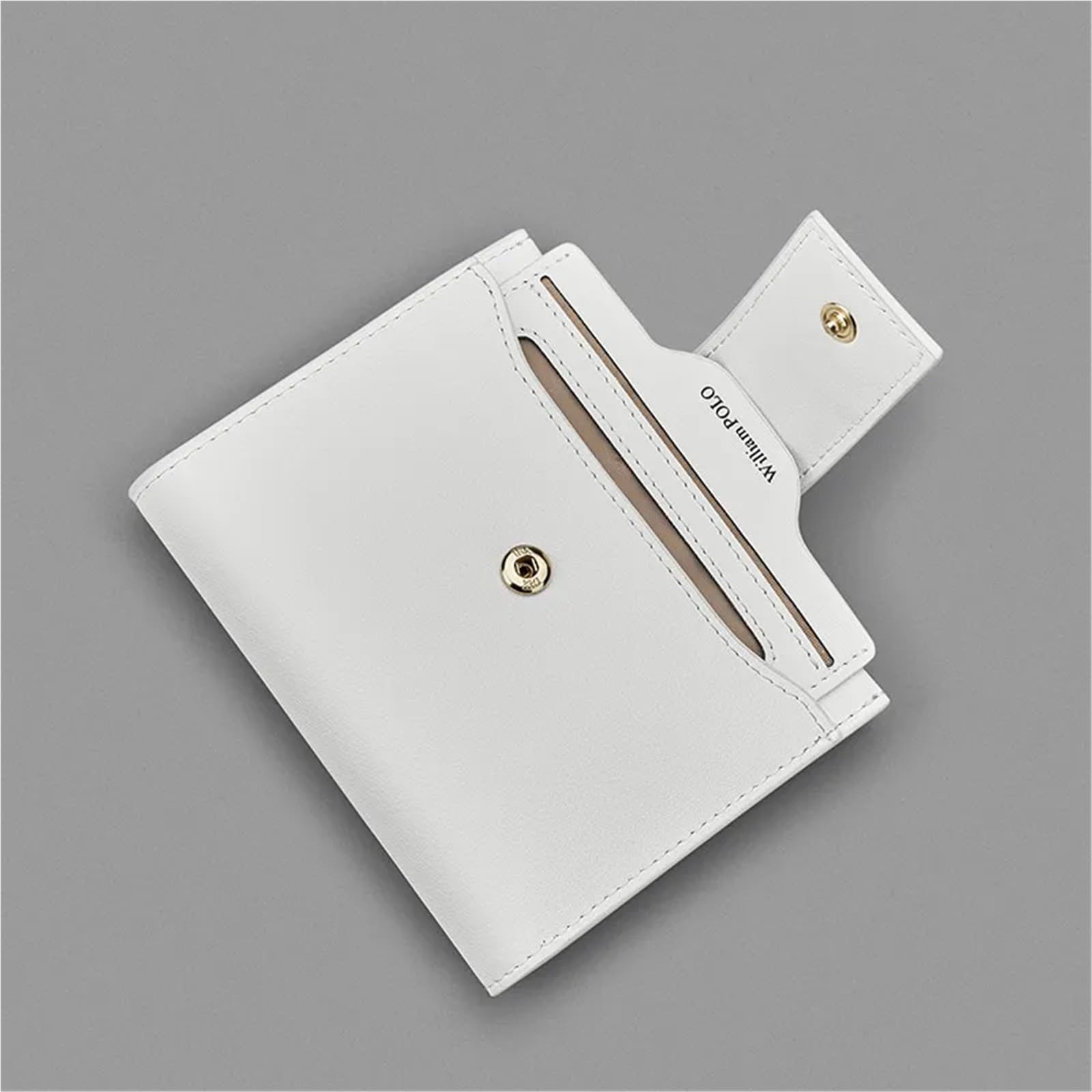 Portamonete Mini Porta carte da donna corto in pelle di vacchetta Portamonete personalizzato(White)