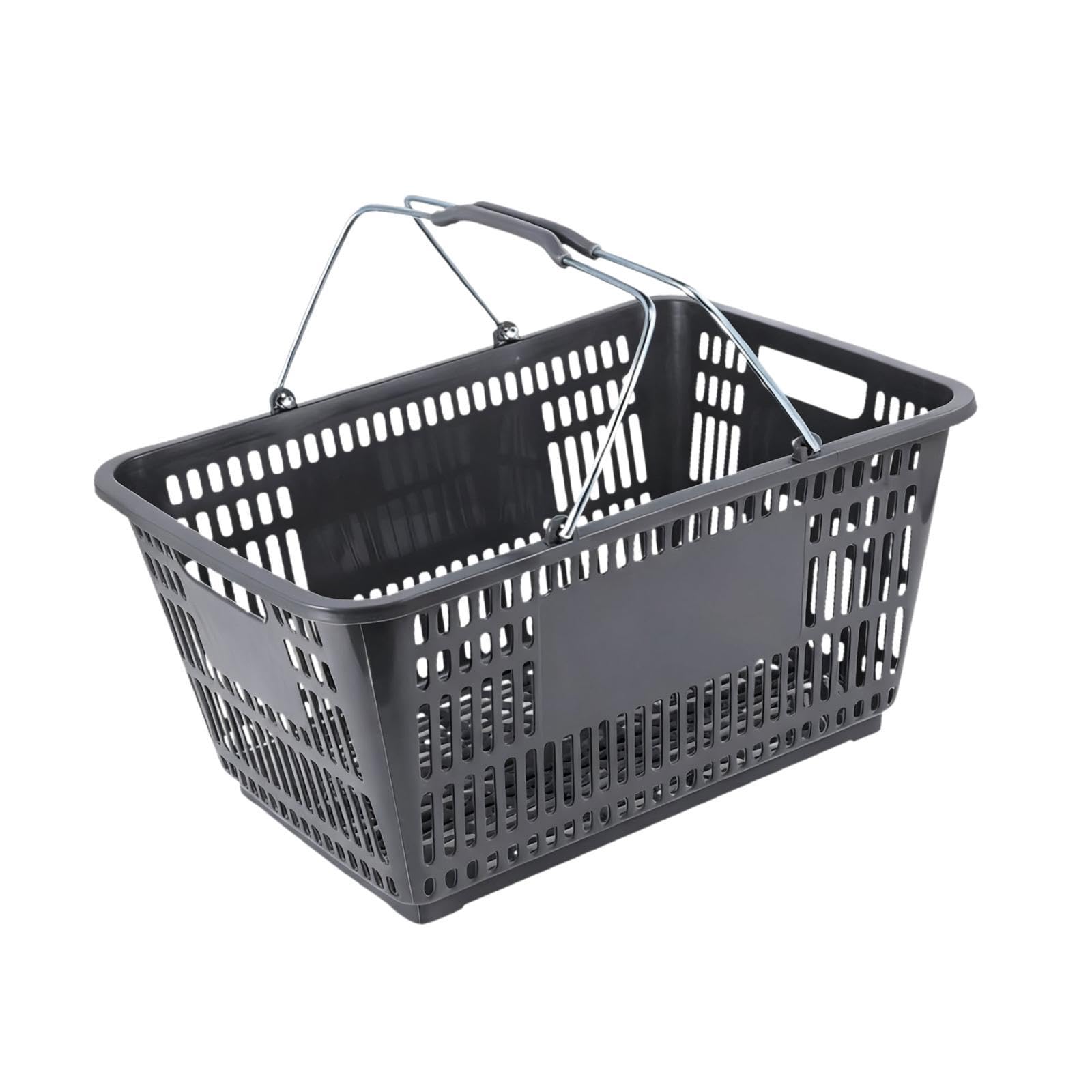 Sharplace Einkaufskorb Aufbewahrungskorb mit Griff Organizer Korb Regalkorb aus PP Eisen Leicht Und mit Ergonomischem Griff für Supermarkt Einzelhandel, Grau