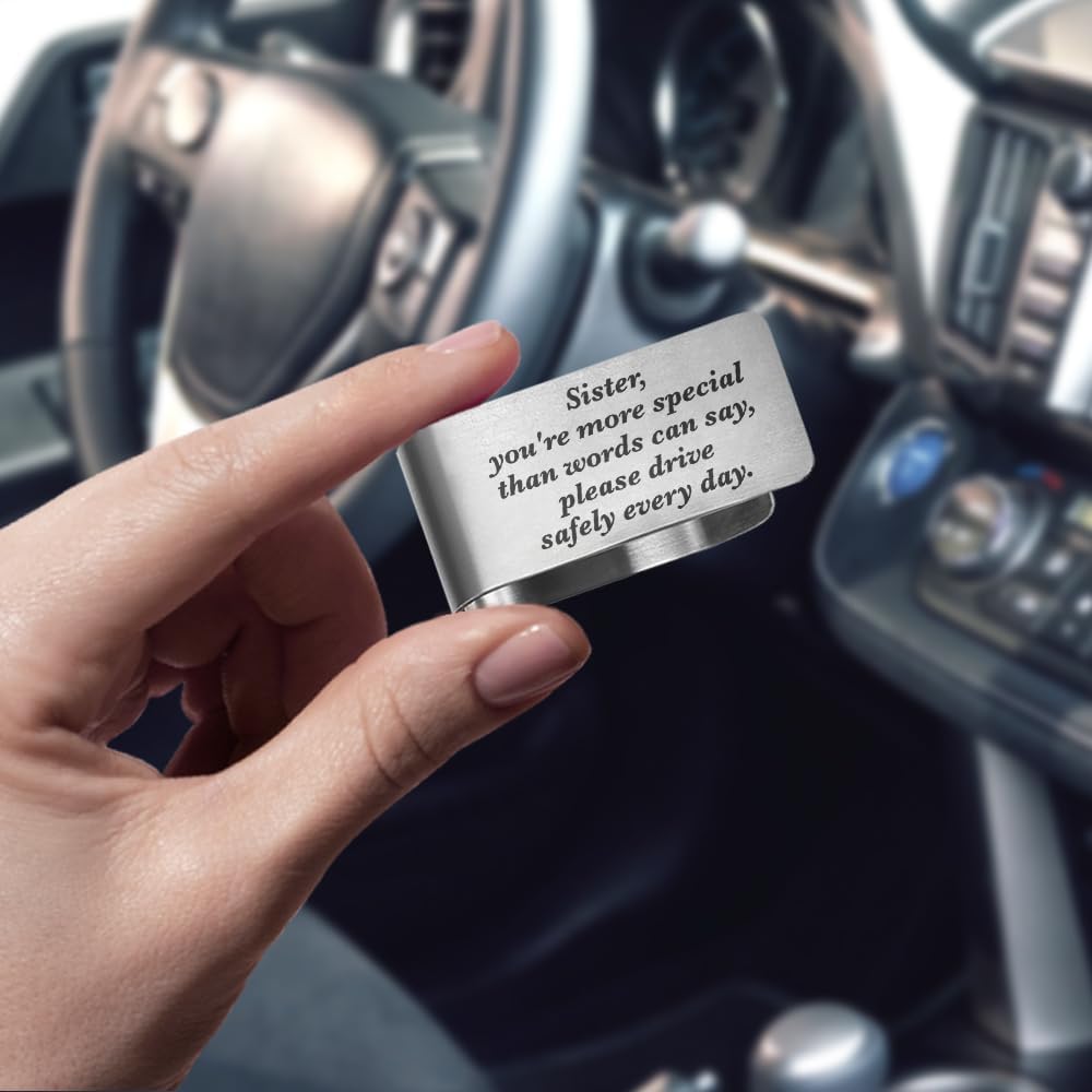 Sister Car Visor Clip, Safe Driving Reminder Visor Clips for Sister image 4