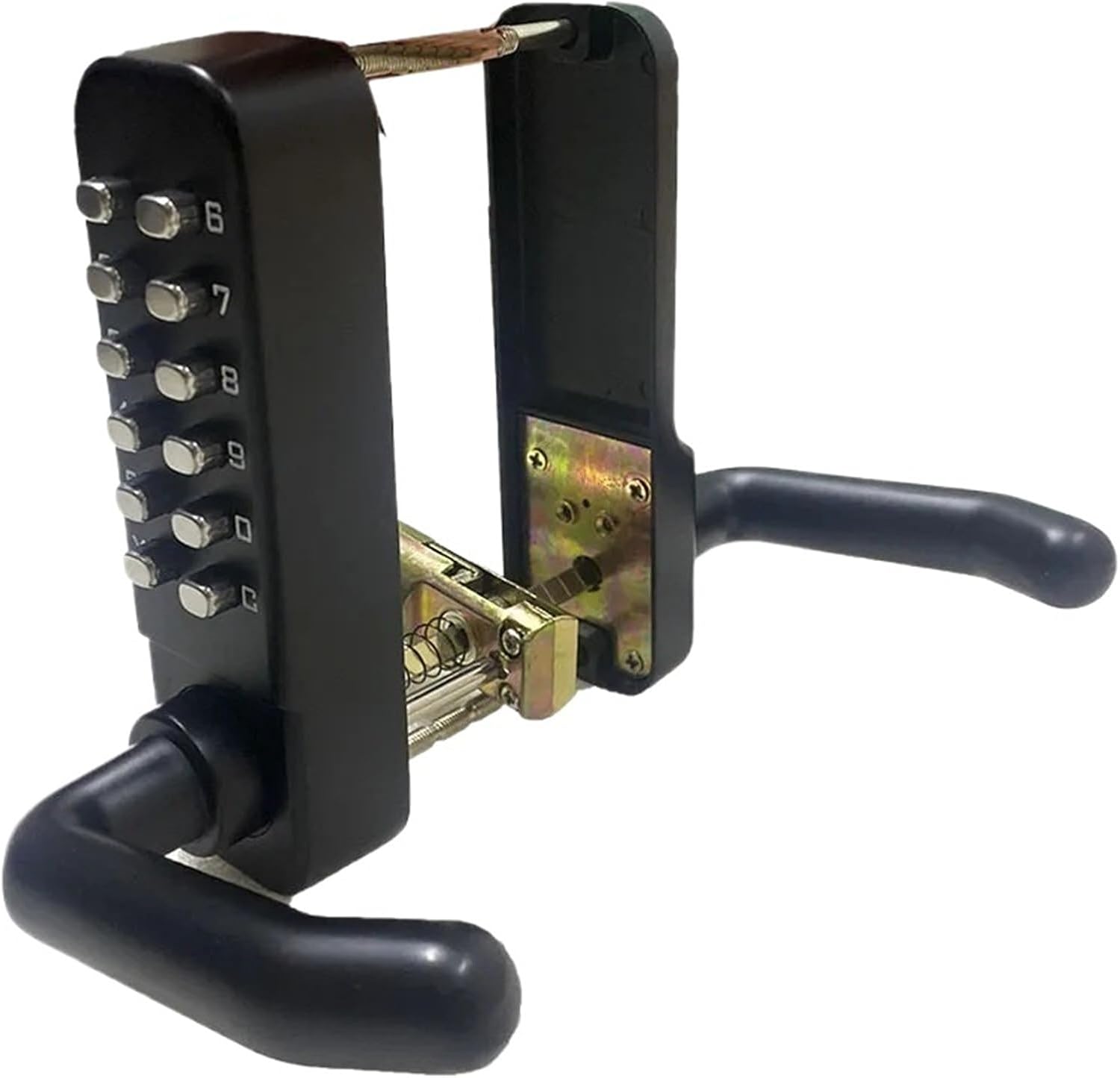 Weatherproof External Gate Lock Rainproof Mechanical Handle Mechanism for Outdoor Fence Door(Matte Black 60MM)