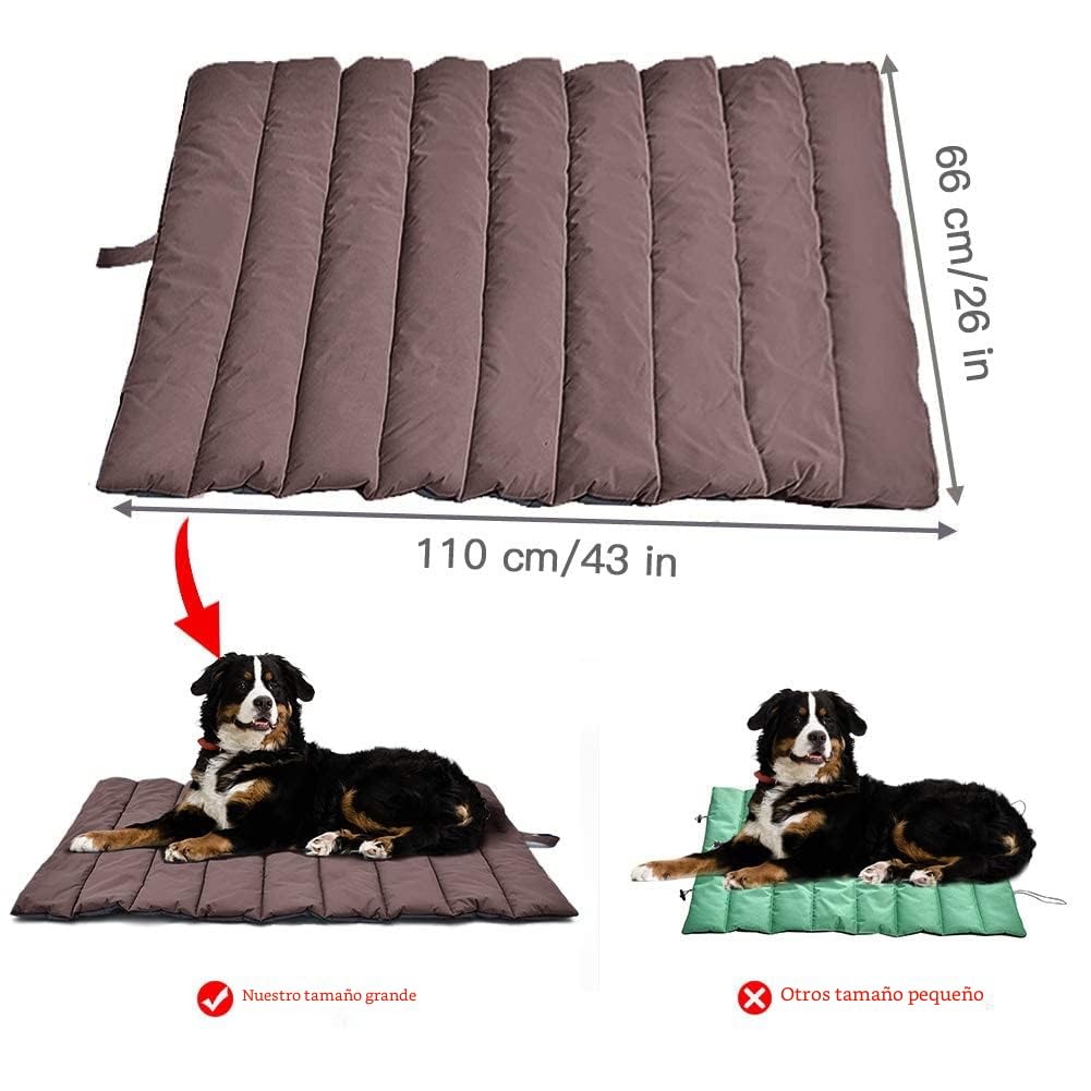 XIAPIA Cama Grande Perro, Impermeable Interior y Exterior, Colchón Manta para Perros, Portátil y Plegable Alfombrilla, Lavable, 110x66cm