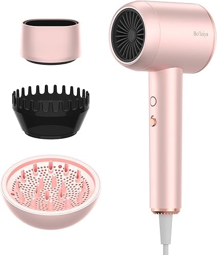 Secador de pelo iónico profesional, potente secador de pelo de bajo ruido, temperatura constante para un secado rápido del cabello, con difusor de
