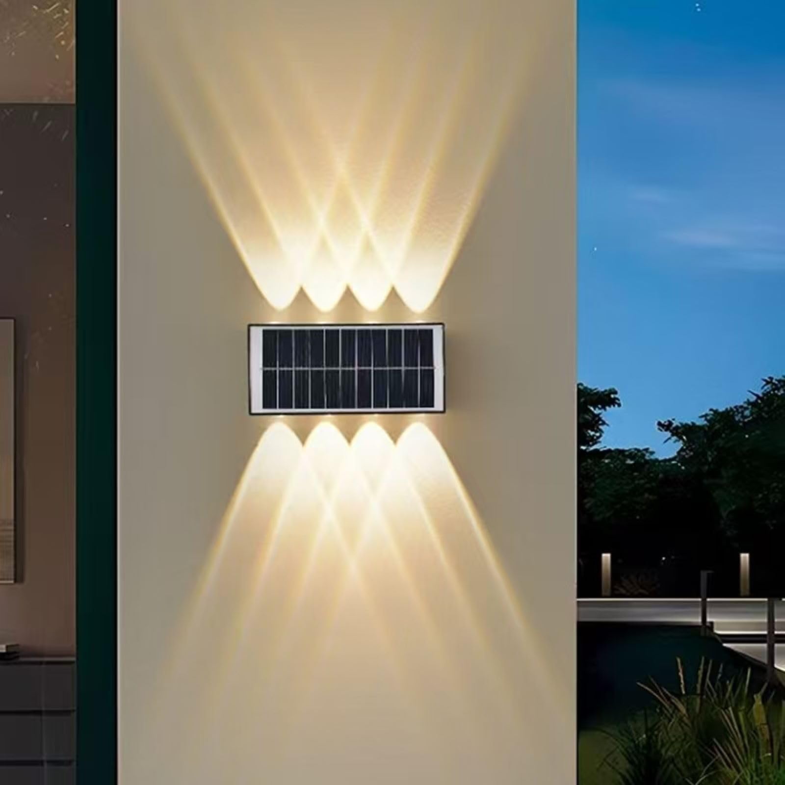GDJIAYIYI Solar Wall Light Outdoor, Solar Fence Lights, Up & Down Outdoor Solar Wall Light,Waterproof