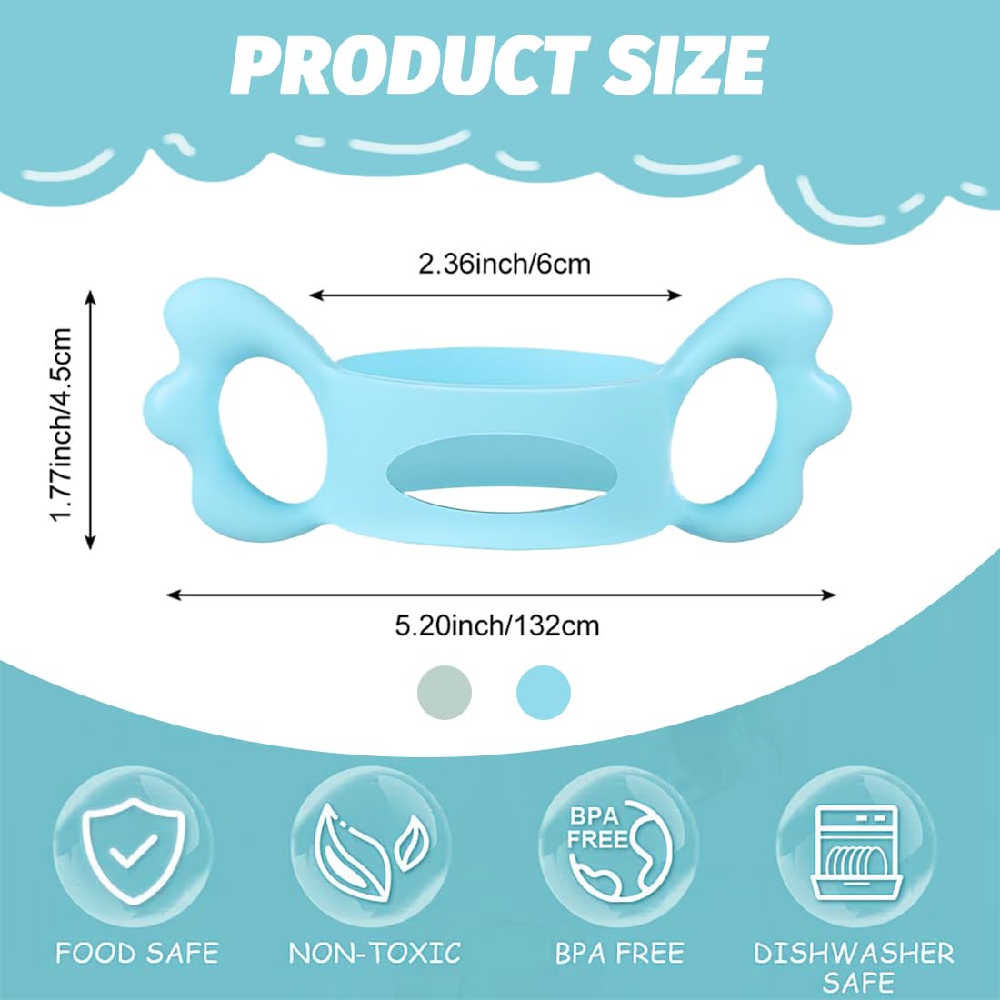 ZKGYUS 2 pcs Impugnatura Per Biberon, Manico Per Biberon Silicone, Maniglia per Biberon in Silicone, Manici per Biberon a Collo Largo, Manici per Biberon in Silicone per Bambini con Design a Presa