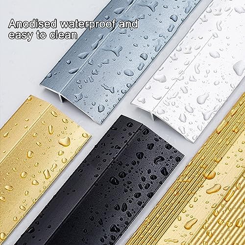 Aluminum Floor Transition Strip - 36" Metal Doorway Threshold for Wood to Tile, 1.37" Wide Interior Trim, Black Color (90x3.5cm) - Durable & Stylish Floor Edge Solution