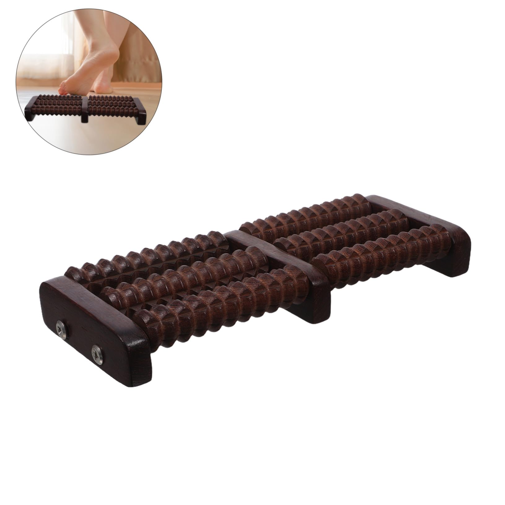 VALICLUD Rodillo de Masaje de Pies de Madera con Diseño Multi-ruedas Portátil y Silencioso Masajeador Manual para Pies y Pantorrillas Alivio Profundo de Tensión Muscular para Hombres y