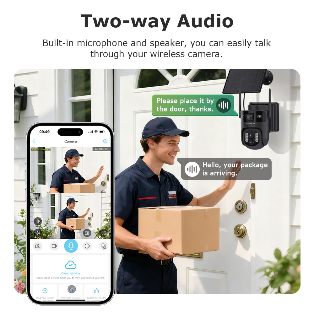 SHIWOJIA 24/7 Enregistrement AOV 4G Camera Surveillance Exterieur sans Fil, 10050mAh Batterie & 5W Panneau Solaire, Suivi Auto & IA Détection, 6MP PTZ, Vision Nocturne, Carte eSIM Incluse (No WiFi)