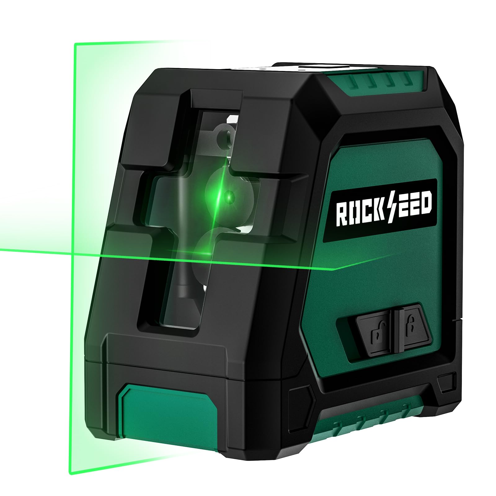 RockSeed Nivel Láser de Módulo Dual, Nivel de Línea Autonivelante,Haz Verde Horizontal y Vertical de 150 °, 2 Baterías AA,Bolsa de Transporte,para Decoración del Hogar/Bricolaje/Sitio de Construcción