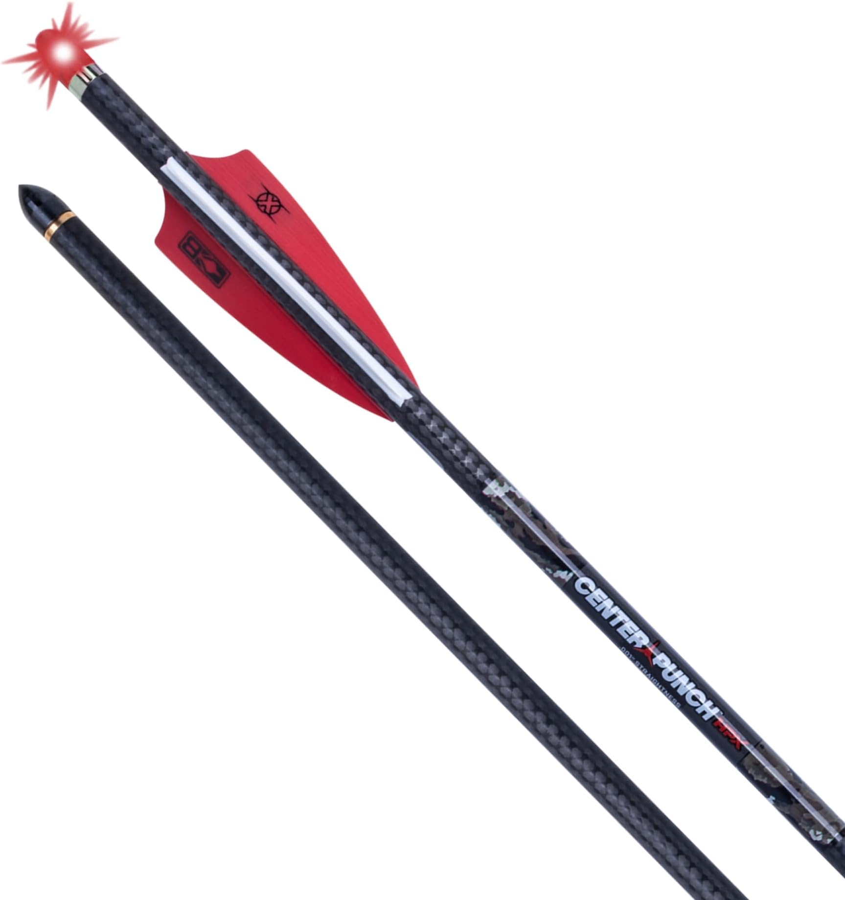 CenterPunch HPX - Pack of Three - Lighted 20” Carbon Arrows with Red Alpha-Blaze HPX Nock - Essential for Flight Visibility