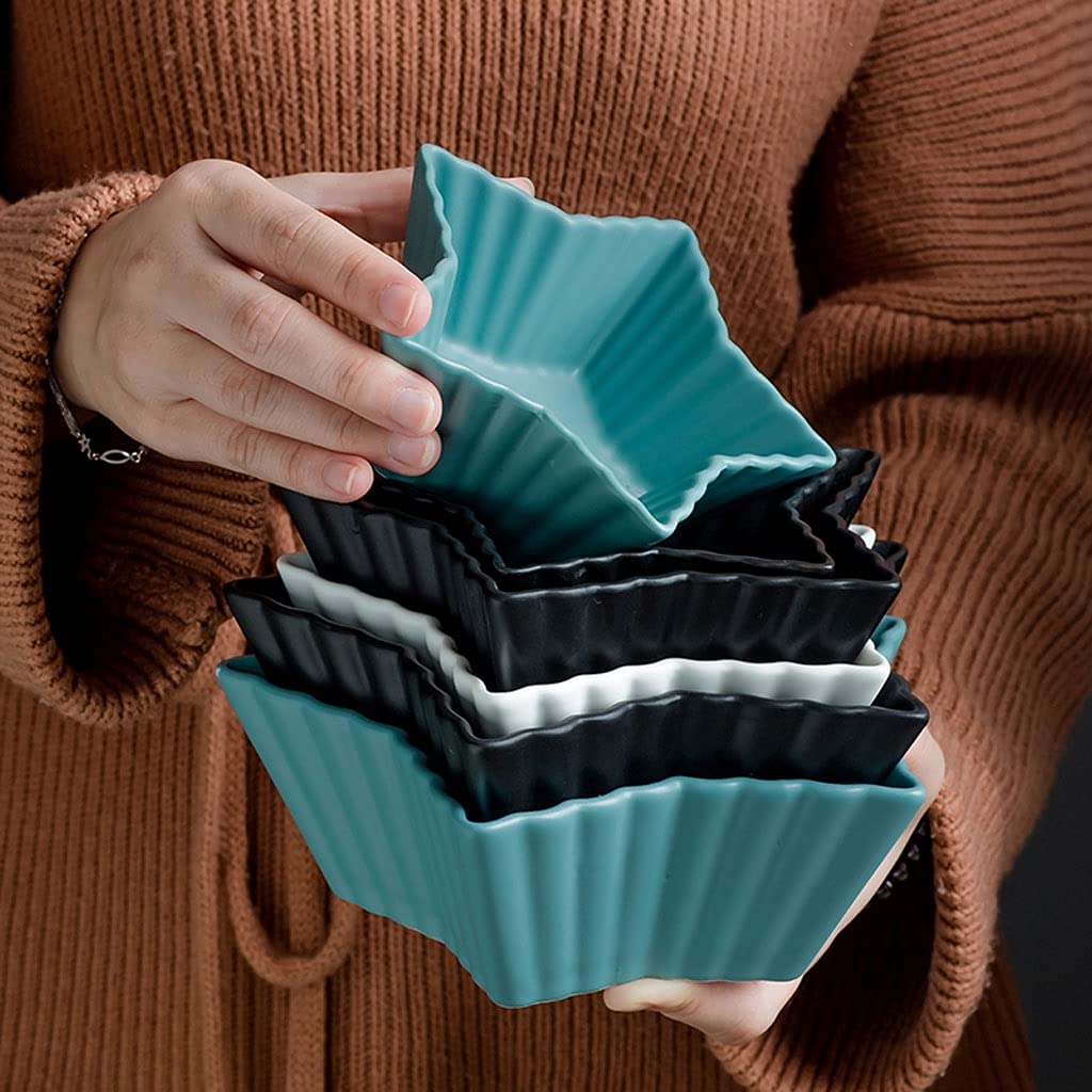 Mini talerzyki na przystawki, Ceramiczne naczynia na sos gwiazdowy do przystawek sushi, wielokolorowe, wiele rozmiarów(White,L)