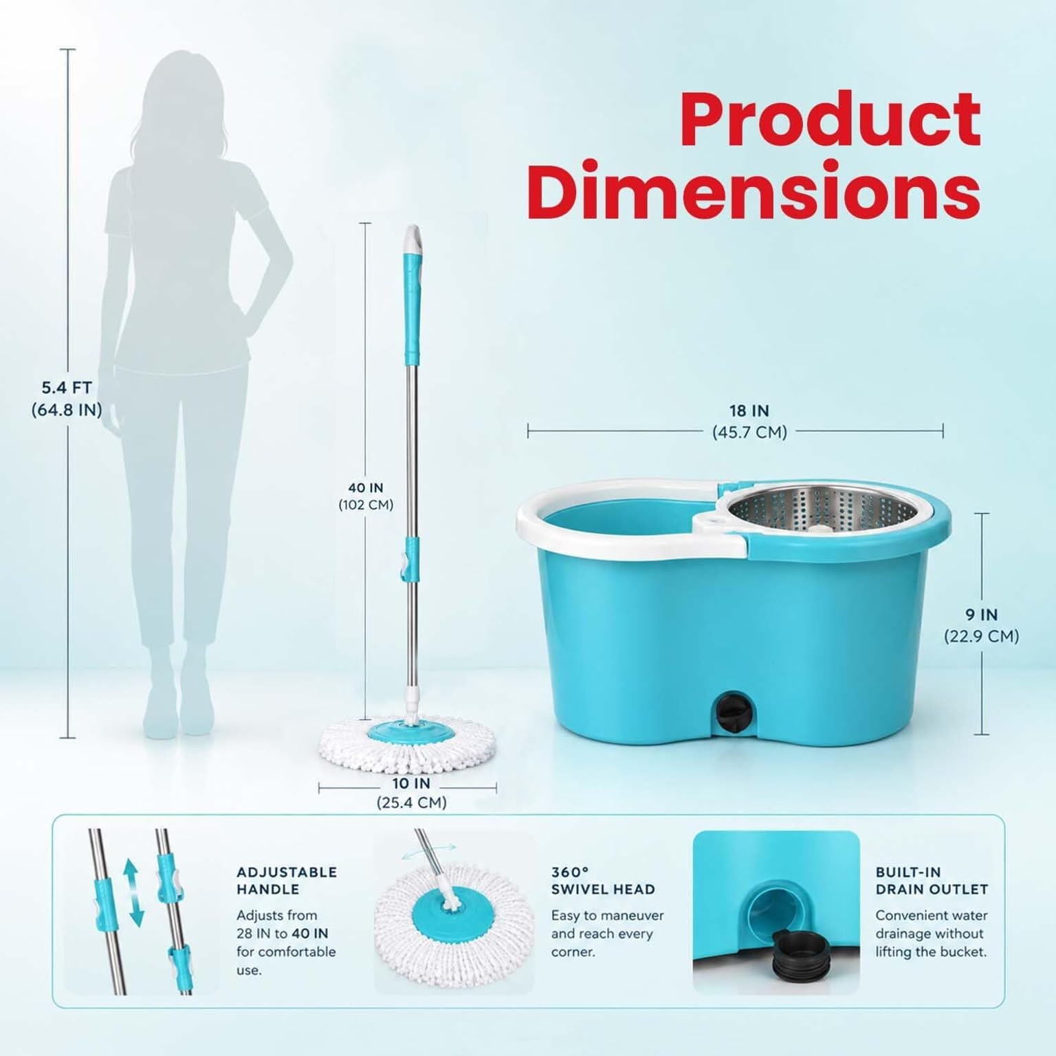 Plenzo Spin Mop with Bucket - Quick Cleaning -5