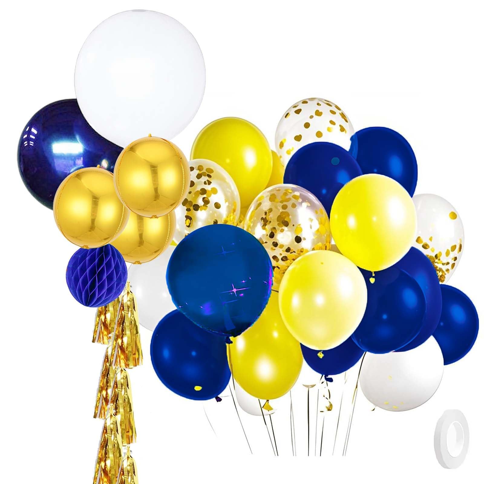 Graduation Party Decorations Navy Blue, Yellow Gold 2025/Navy Blue Yellow Graduation Decorations/Navy Birthday Party Decorations/40 Latex Balloons