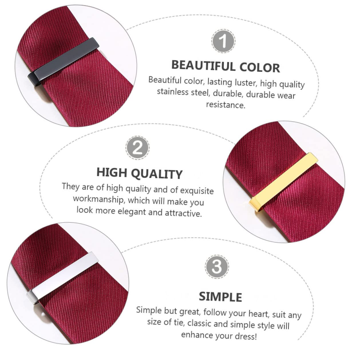 GALPADA 9piezas Clip De Corbata De Inoxidable Simple Pasadores De Necktie Para Hombres Accesorios De Negocios Para Camisas y Trajes Formales