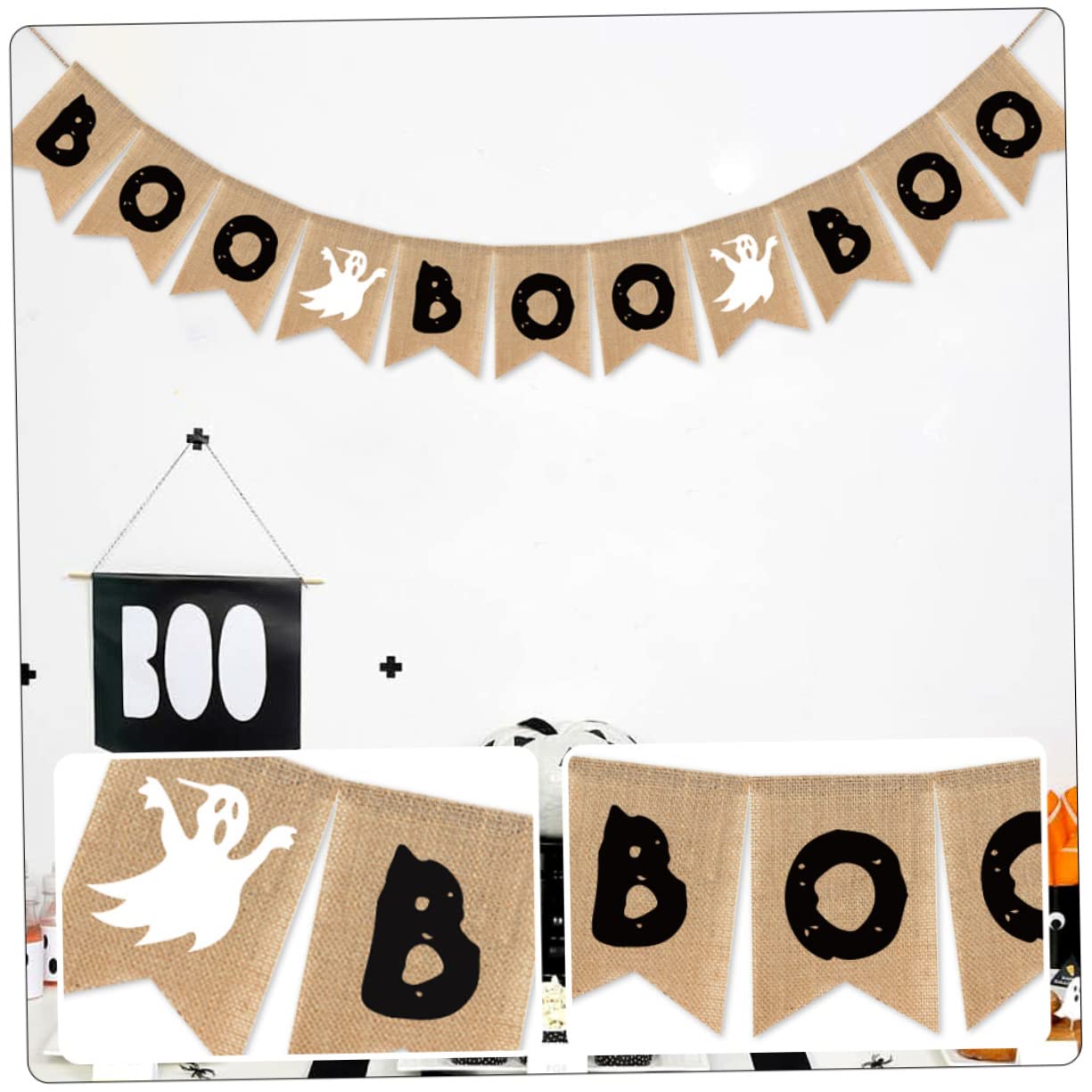 Alasum 15 szt. baner chorągiewki baner girlanda 'Happy Halloween' znak na drzwi Halloween tematyczny baner pikieta ogrodzenie dekoracja impreza dekoracja boos alkohol baner Halloween baner jutowy