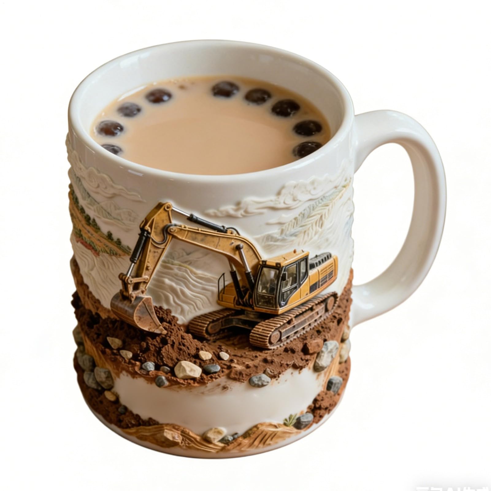 Taza de café de cerámica para oficina y hogar con diseño excavadora