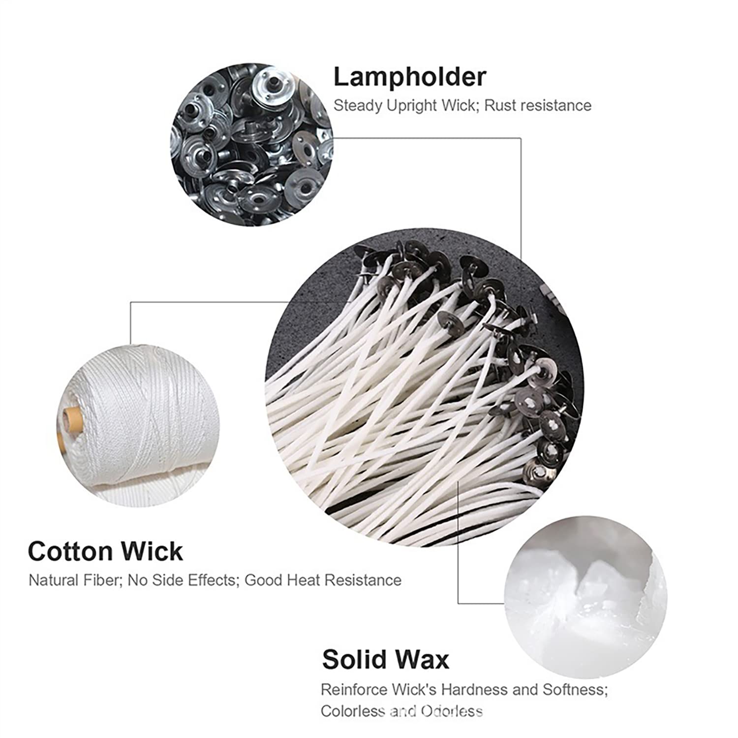 Stoppini Per Candele Naturali - 20 Pezzi In Cotone Organico Pre-Incerati, Lunghezza 10 Cm, Per Candelieri Fai Da Te, Senza Fumo Nero - Foto 2