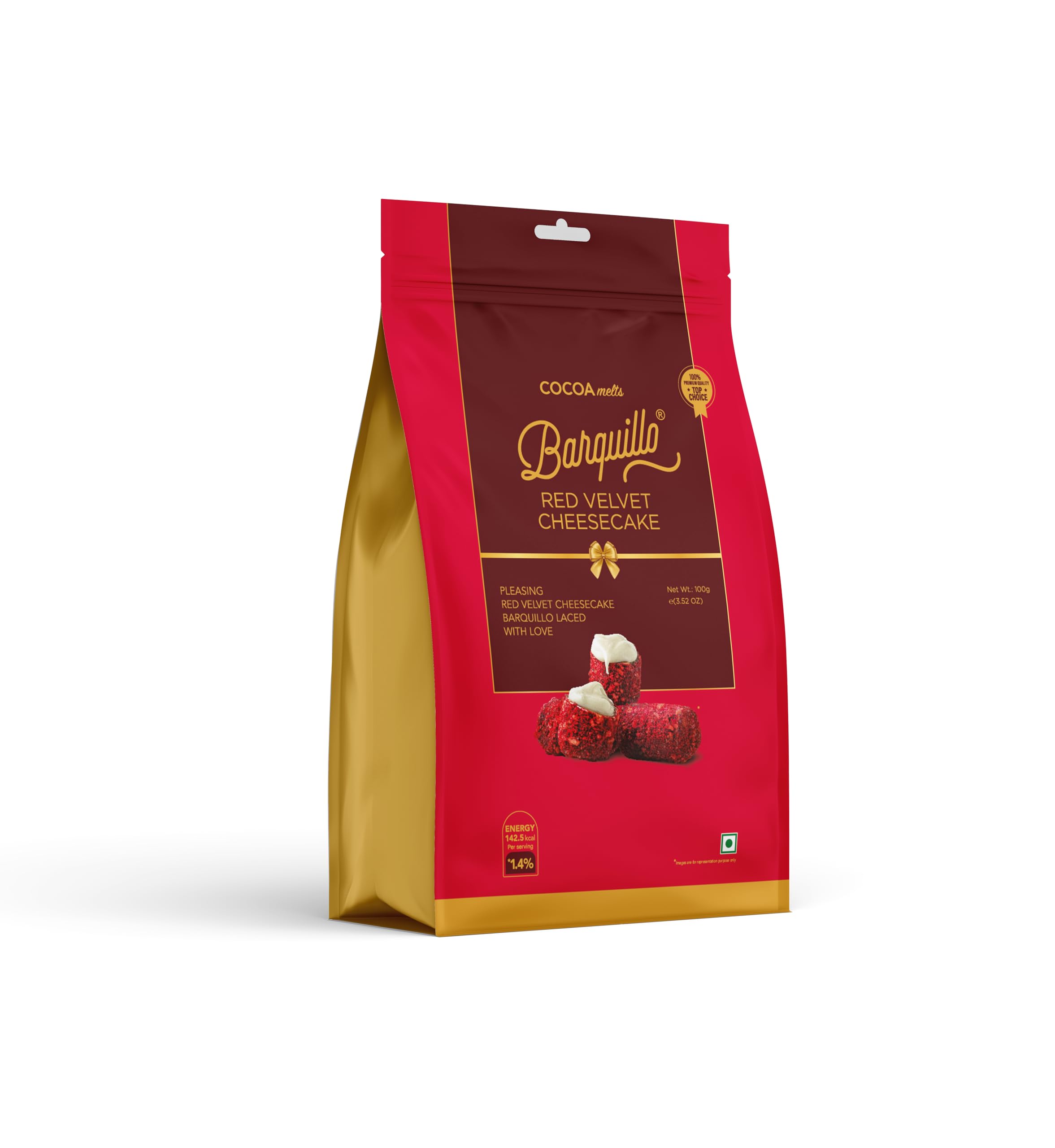 Premium Red Velvet Chocolate Pouch - 5 Pcs (100 gm) | Cheesecake Cream Filled Biscuit Roll imported | Dubai couverture taste | Festive Gift Pack Celebration specially for Festivals