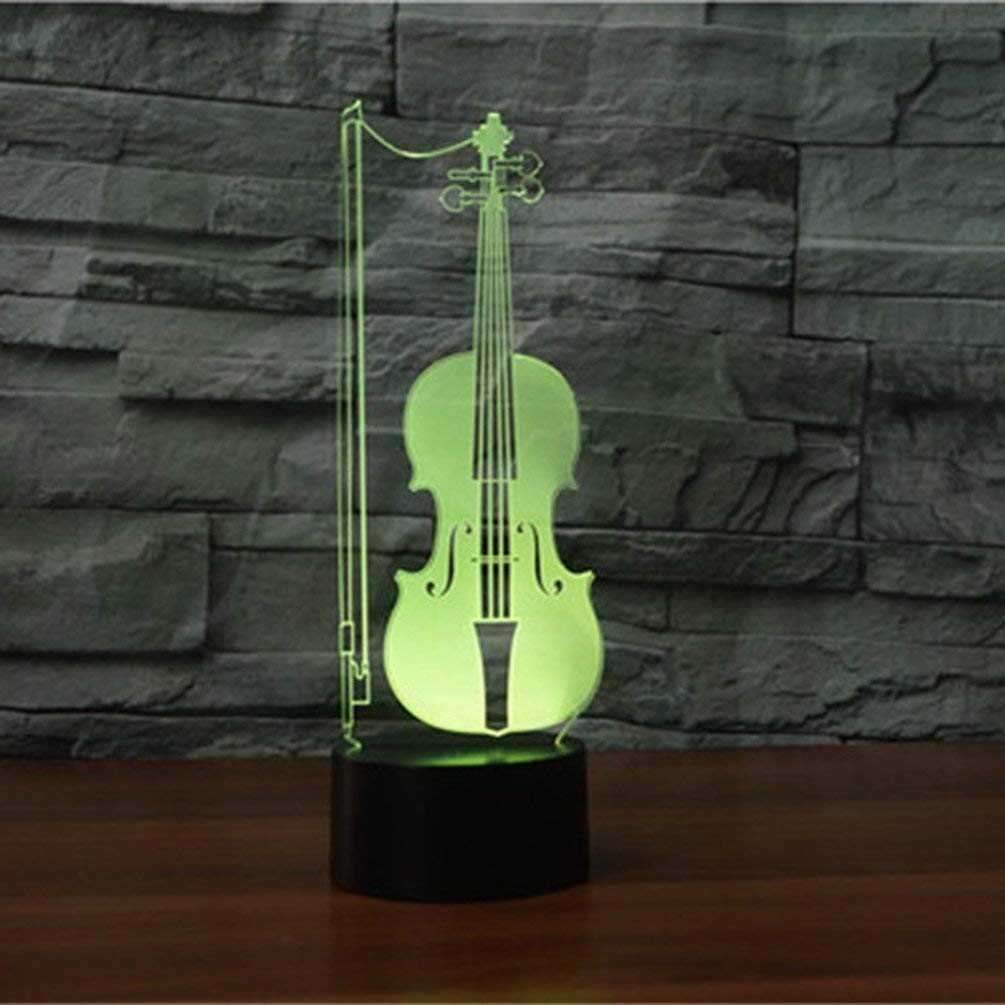 Lampe Led 3D Avec Gravure - RVB 7 Couleurs - Violon