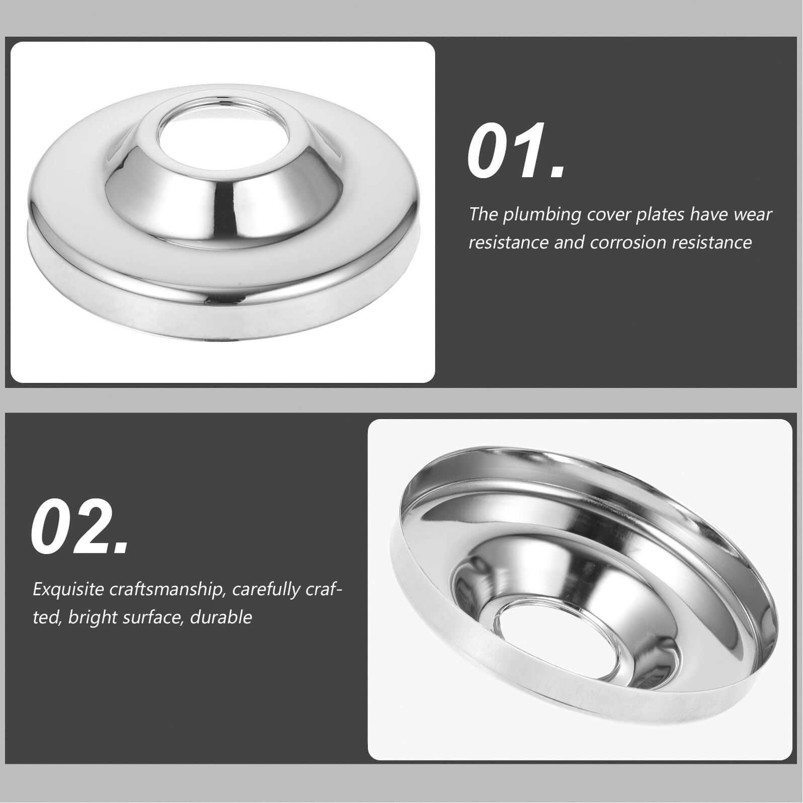 Gatuida 10pezzi Flangia in Acciaio Inossidabile per Tubazione Copriforo per Doccia Decorativo e Durevole Facile da Installare Anelli di Protezione Dall Acqua