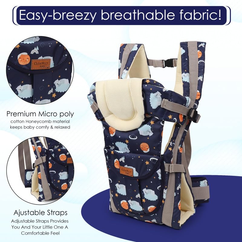 Image of Chinmay Kids Baby Carrier 4 in 1 Carry Bag Baby Carrier Cuddler Air Mash Fabric Baby Carrier Baby Carrier (Blue, Back Carry)