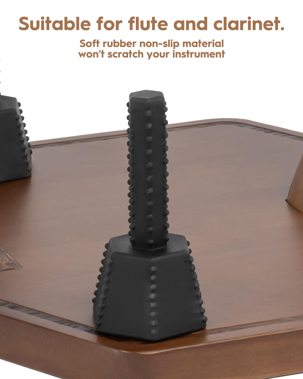 STRICH Soporte de madera para saxofón alto y tenor, hecho a mano de madera maciza, color nogal, base pesada con 2 soportes para flauta/clarinete
