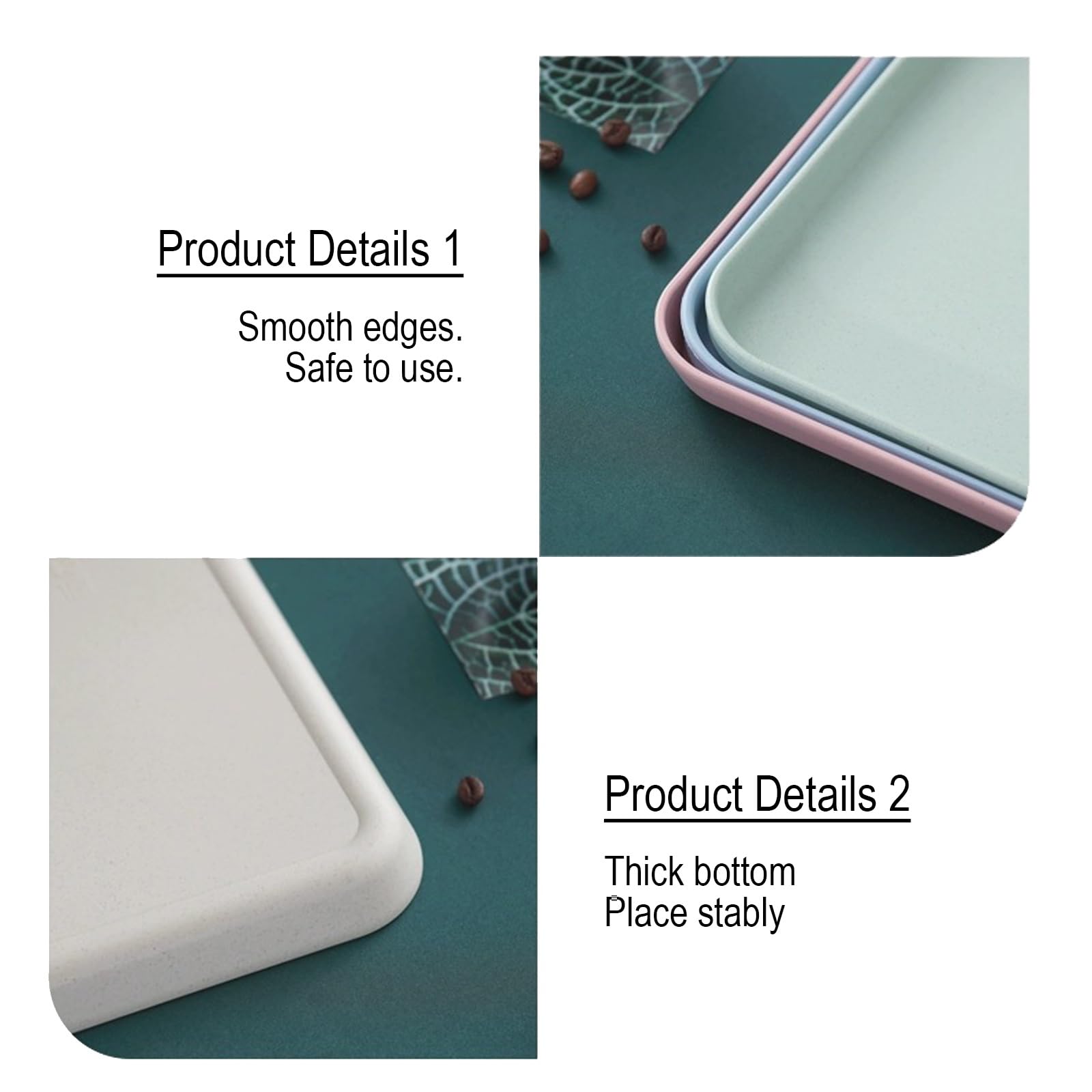 Juego de 5 bandejas rectangulares de plástico, fáciles de limpiar, ideales para uso en comedor o baño, color 22 x 30,5 cm, versátil