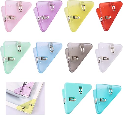 Miniatura 1 de 20 clips de papel de esquina, clips de papel de esquina triangular, clip para documentos, protección de esquinas, multifuncionales y coloridos,