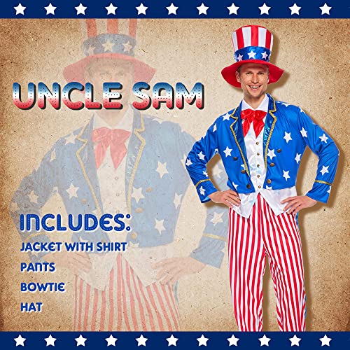 EraSpooky Deluxe Men's Uncle Sam Costume July Fourth Patriotic Party Fancy Dress by EraSpooky - Used condition - Image 6